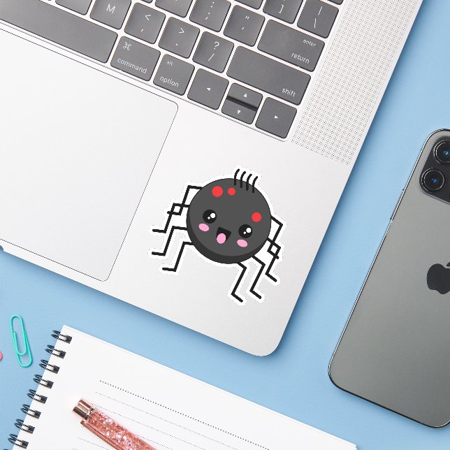 Niedlich Kawaii Spider Aufkleber (Laptop mit iPhone)