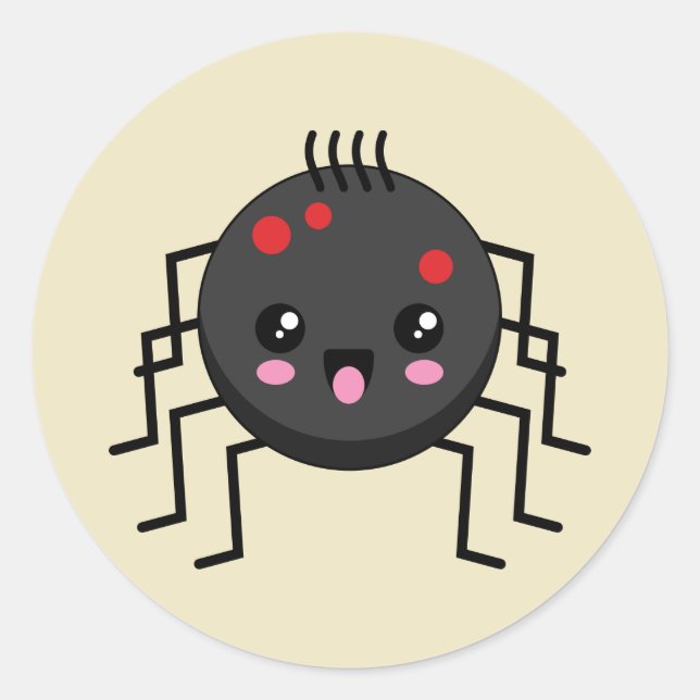 Niedlich Kawaii Spider Runder Aufkleber (Vorderseite)