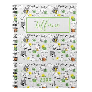 Niedlich Kawaii Sporty Cats Notebook Notizblock