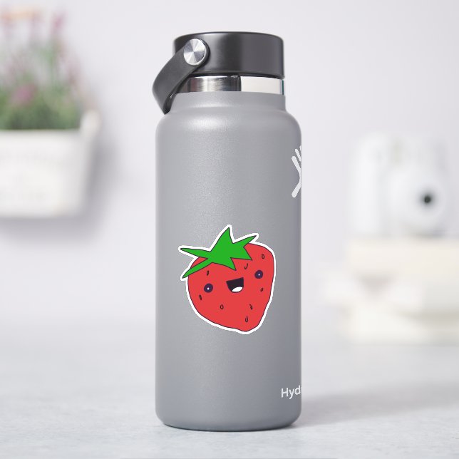 Niedlich Kawaii Strawberry Aufkleber (HydroFlask)