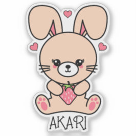Niedlich Kawaii Strawberry Bunny Rabbit Aufkleber
