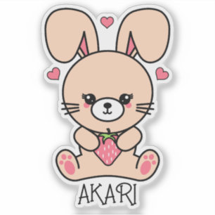 Niedlich Kawaii Strawberry Bunny Rabbit Aufkleber