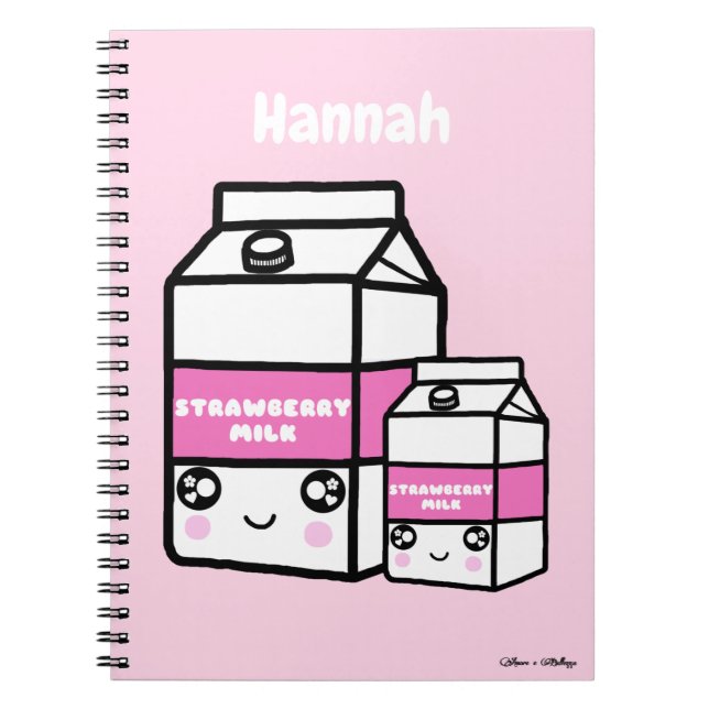 Niedlich Kawaii Strawberry Milk Duo Milchgetränk R Notizblock (Vorderseite)