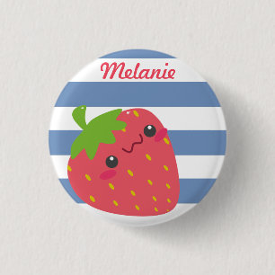 Niedlich Kawaii Strawberry Streifen Personalisiert Button