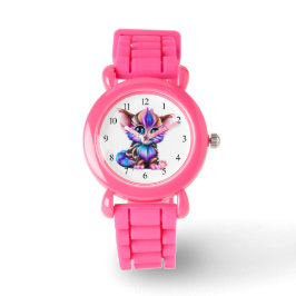 Niedlich Kawaii Striped Baby Kitten Armbanduhr