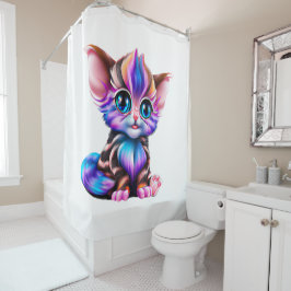 Niedlich Kawaii Striped Baby Kitten Duschvorhang
