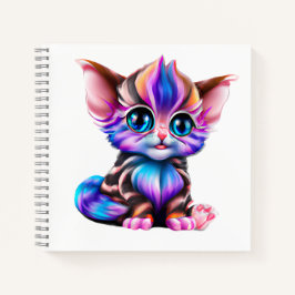 Niedlich Kawaii Striped Baby Kitten Notizbuch