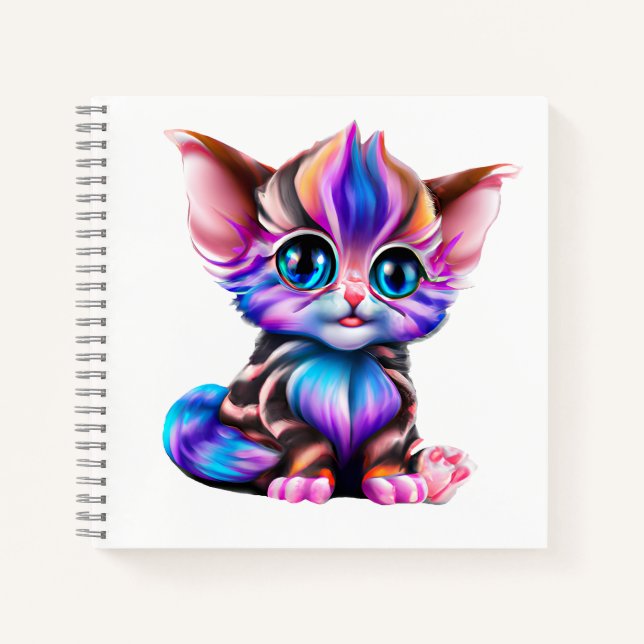 Niedlich Kawaii Striped Baby Kitten Notizbuch (Vorderseite)