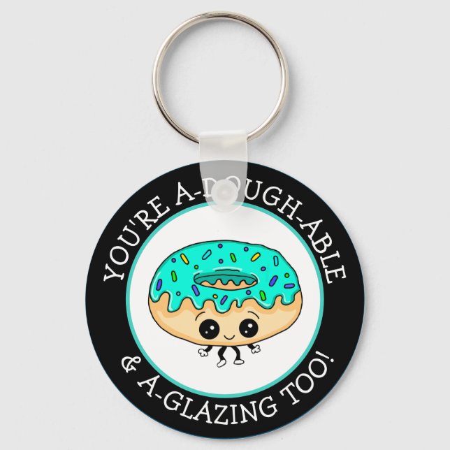 Niedlich Kawaii Style Jelly Donut Flirting Puff Schlüsselanhänger (Vorderseite)