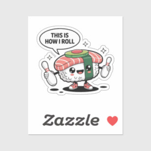 Niedlich Kawaii Sushi mit Bowling-Buttonen Aufkleber