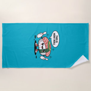 Niedlich Kawaii Sushi mit Bowling-Buttonen Strandtuch