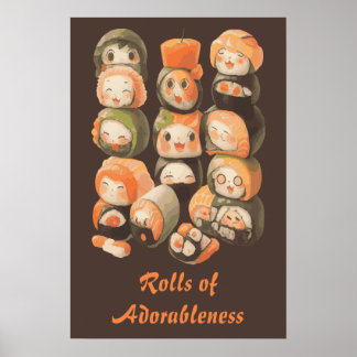 Niedlich Kawaii Sushi Rolls Poster