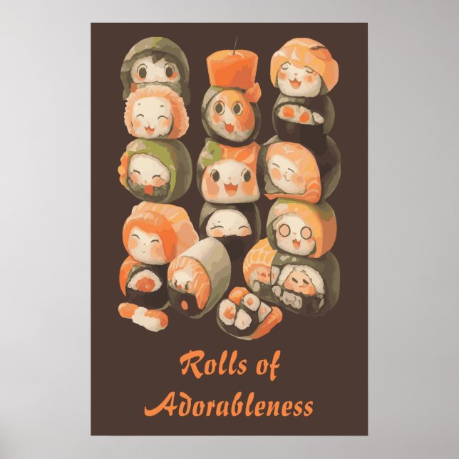Niedlich Kawaii Sushi Rolls Poster (Vorne)