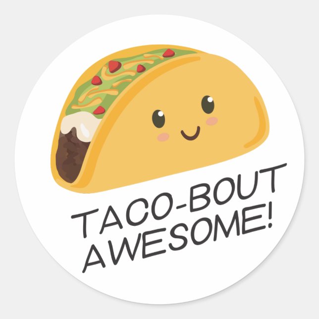 Niedlich Kawaii Taco Taco Phantastisch Runder Aufkleber (Vorderseite)