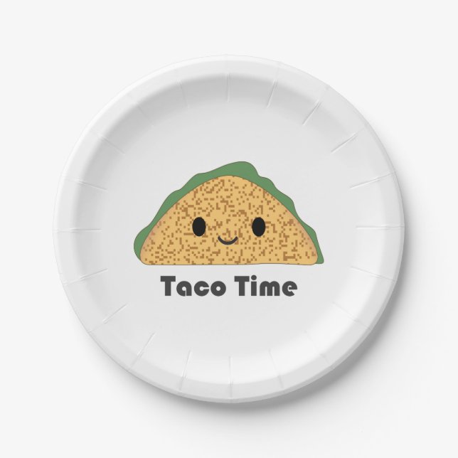 Niedlich Kawaii Taco Time Taco Pappteller (Vorderseite)
