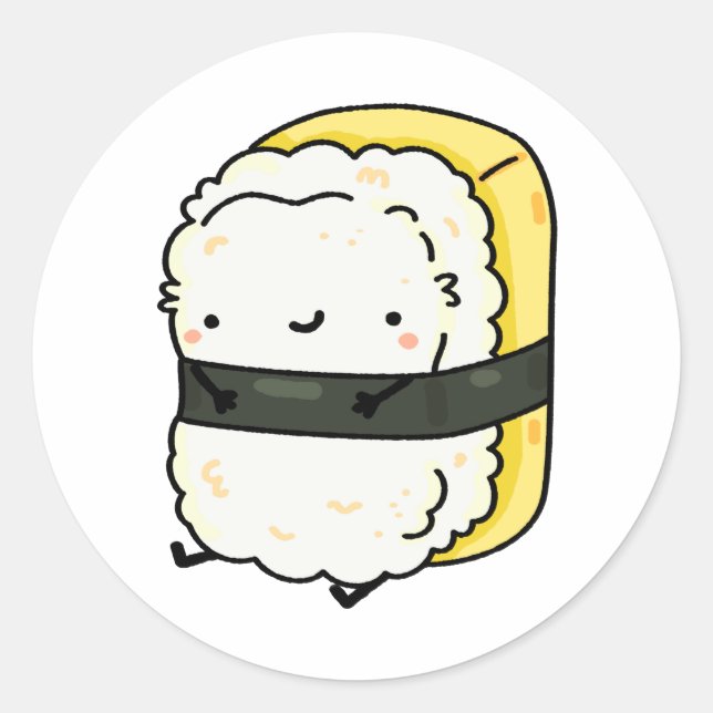 Niedlich Kawaii Tamago Sushi Runder Aufkleber (Vorderseite)