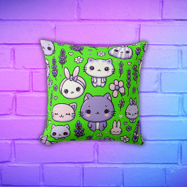 Niedlich Kawaii Thema Lila Lavender | Kissen