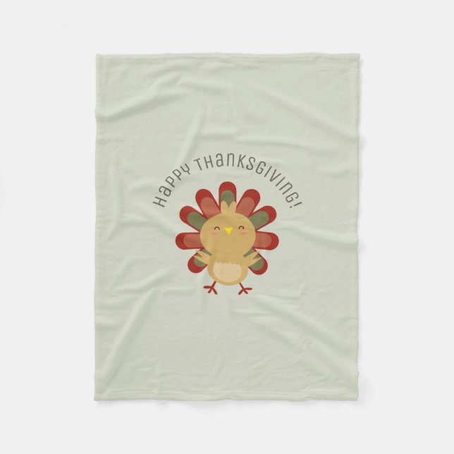 Niedlich Kawaii Türkei Glückwunsch Thanksgiving Fleecedecke (Vorderseite)