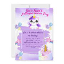 Niedlich Kawaii Unicorn Geburtstagseinladung