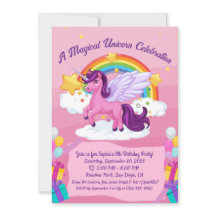 Niedlich Kawaii Unicorn Geburtstagseinladungen