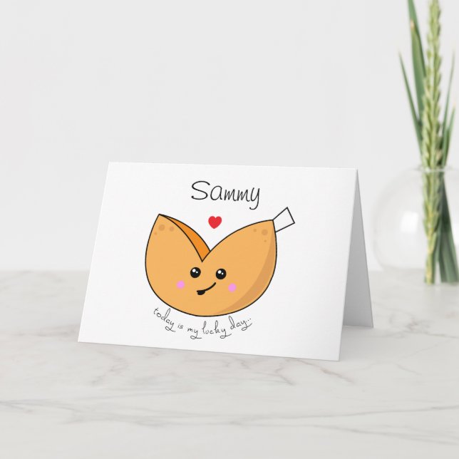 Niedlich Kawaii Viel Glück Fortune Cookie Lucky Da Karte (Vorderseite)