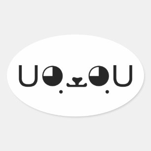 Niedlich Kawaii Welppy Dog Japanisch Kaomoji Emoti Ovaler Aufkleber
