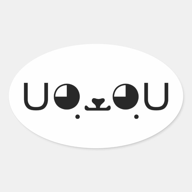 Niedlich Kawaii Welppy Dog Japanisch Kaomoji Emoti Ovaler Aufkleber (Vorderseite)