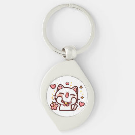 Niedlich Kawaii White Cat Schlüsselanhänger