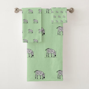 Niedlich Kenyan Zebras Soft Green Badhandtuch Set
