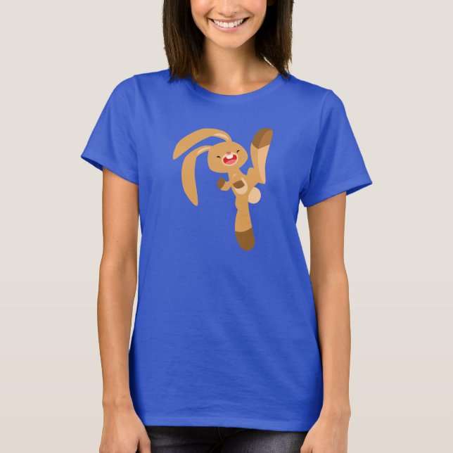 Niedlich Kickjumping Cartoon Rabbit Women T - Shir T-Shirt (Vorderseite)