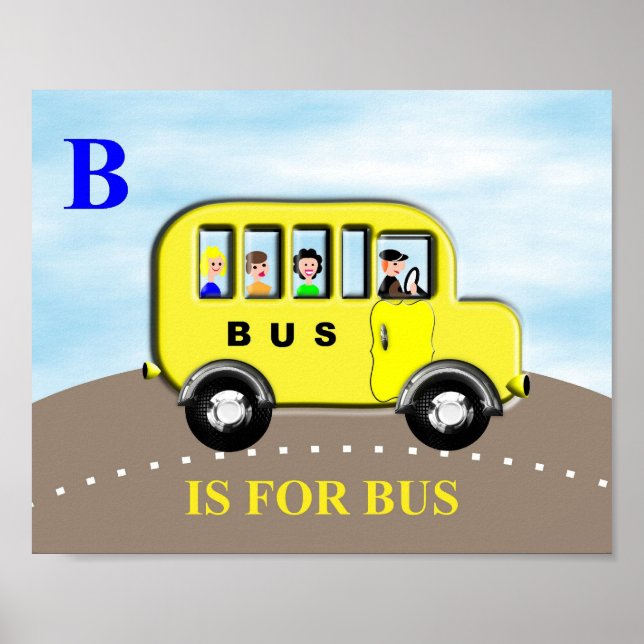 Niedlich Kids Alphabet Letter B Busplakat drucken Poster (Vorne)