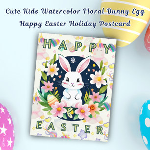 Niedlich Kids Aquarell Blumengebäck Happy Osterfes Feiertagspostkarte