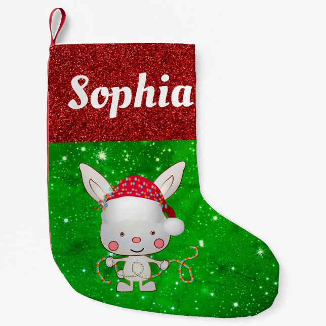 Niedlich Kids Bunny Rabbit Festival Kleiner Weihnachtsstrumpf (Vorderseite)
