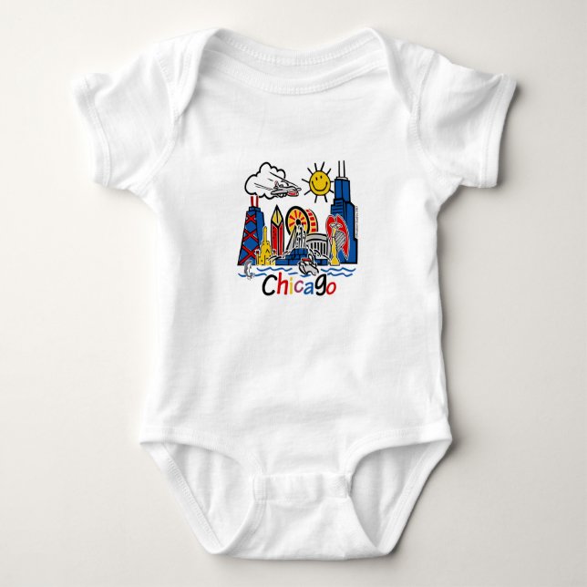 Niedlich Kids Chicago Skyline Baby Strampler (Vorderseite)