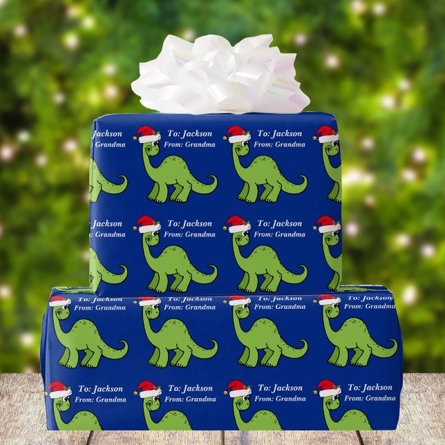 Niedlich Kids Christmas Dinosaurier Custom Geschenkpapier (Von Creator hochgeladen)