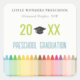 Niedlich Kids Crayon Fun Rainbow Preschool Abschlu Quadratischer Aufkleber