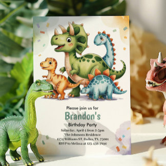 Niedlich Kids Dinosaur Thema Geburtstagsparty Einladung