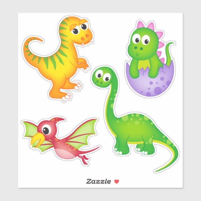 Niedlich Kids Dinosaurier Aufkleber (Blatt)