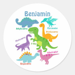Niedlich Kids Dinosaurier Runder Aufkleber