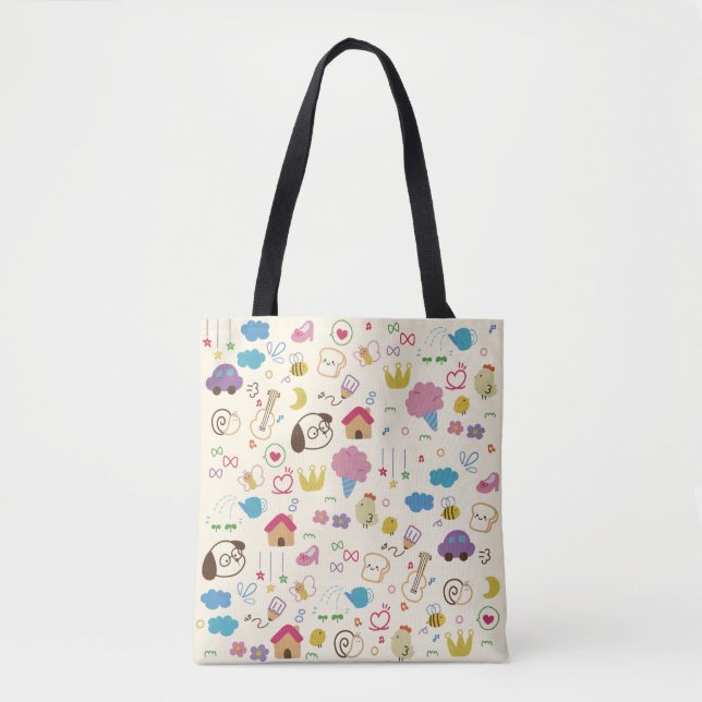Niedlich Kids Doodle Muster Tasche (Vorderseite)