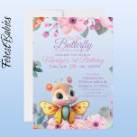 Niedlich Kids Floral Butterfly für kleine Mädchen  Einladung<br><div class="desc">Unsere Niedliche Kid Pink Bläserschmetterling Geburtstagseinladung für die Kindermädchengrafik erweckt den Charme dieser sanften geflügelten Wesen auf die liebste Art und Weise. Tauchen Sie ein in die Welt der niedlichen Schmetterlinge des Cartoon, wo jedes Design die Schönheit der Natur und die Süße der Jugend zelebriert. Lassen Sie sich von der...</div>