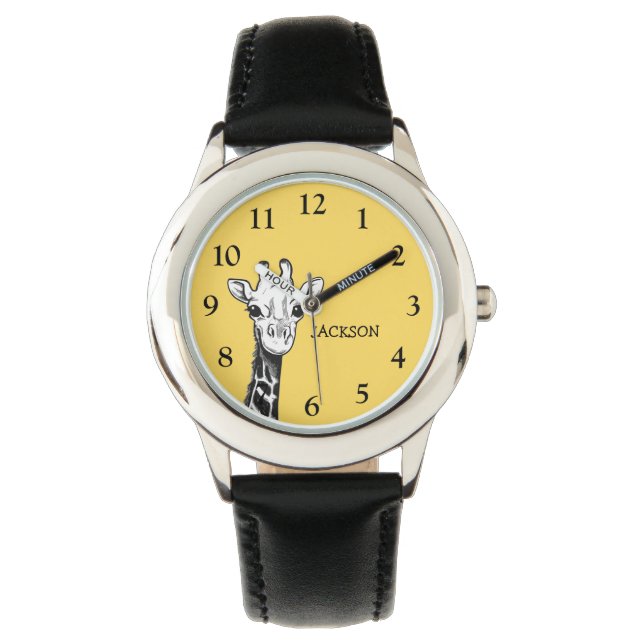 Niedlich Kids Giraffe Personalisiert Armbanduhr (Vorderseite)