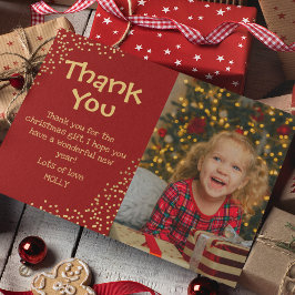 Niedlich Kids Gold Glitzer Foto Weihnachten Dankeskarte