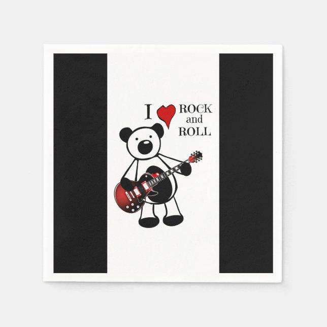 Niedlich Kids Guitar Rock und Roll Teddy Music Par Serviette (Vorderseite)