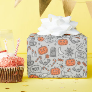 Niedlich Kids Halloween Doodle-Muster Geschenkpapier