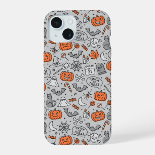 Niedlich Kids Halloween Doodle-Muster iPhone 15 Hülle