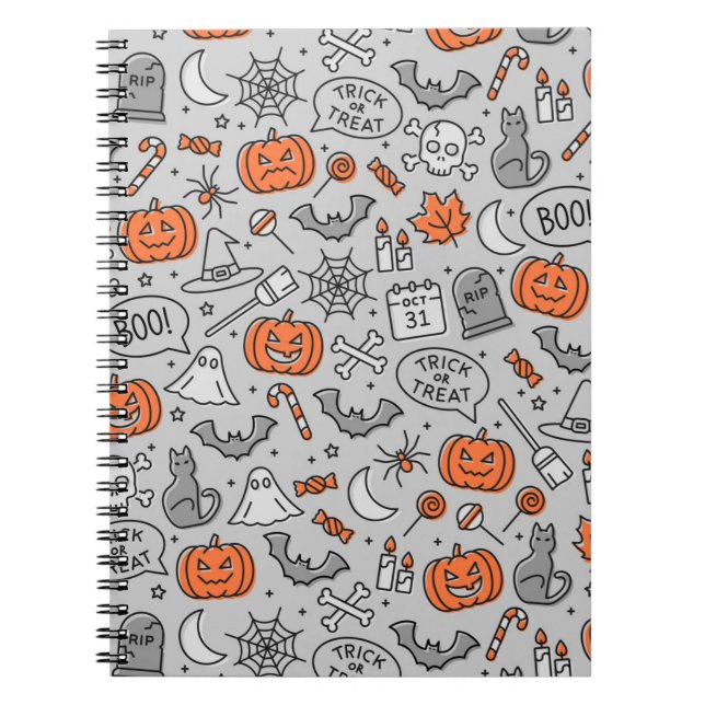 Niedlich Kids Halloween Doodle-Muster Notizblock (Vorderseite)