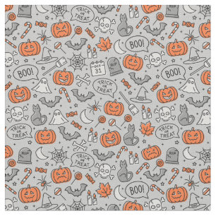 Niedlich Kids Halloween Doodle-Muster Stoff