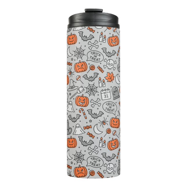 Niedlich Kids Halloween Doodle-Muster Thermosbecher (Vorderseite)