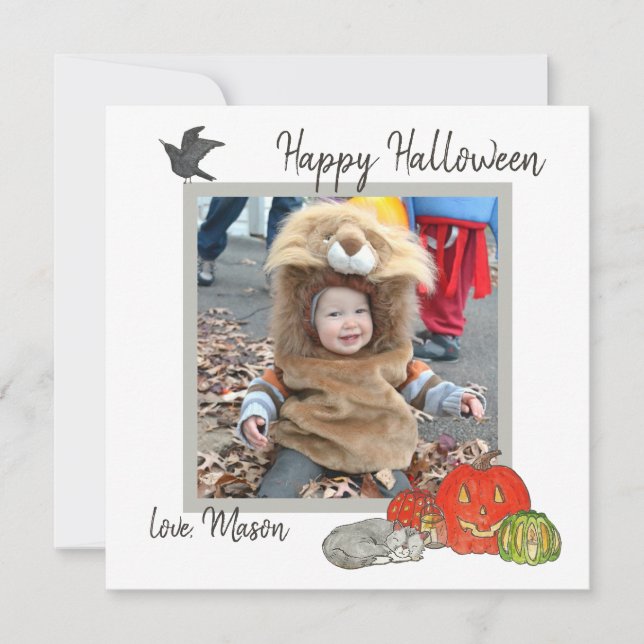 Niedlich Kids Halloween Fotokarte Karte (Vorderseite)